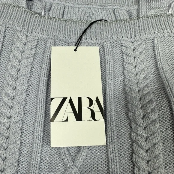 ZARA: NWT Cable Knit Light Purple Violet Crop Top  - Size Small - Picture 5 of 13